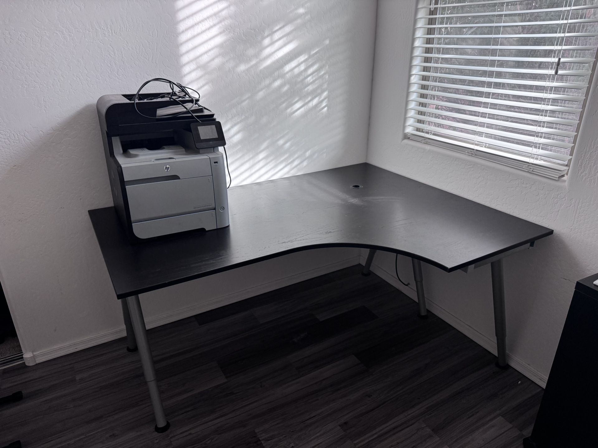 Black Corner Desk & Printer 