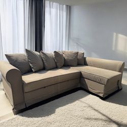 Comfy Brown Sectional Sofa With Pullout Bed And Storage