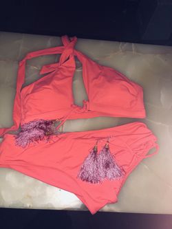 Bikini “ Zíngara” coral color !!! Size 4 medium!! ♥️😎🏝