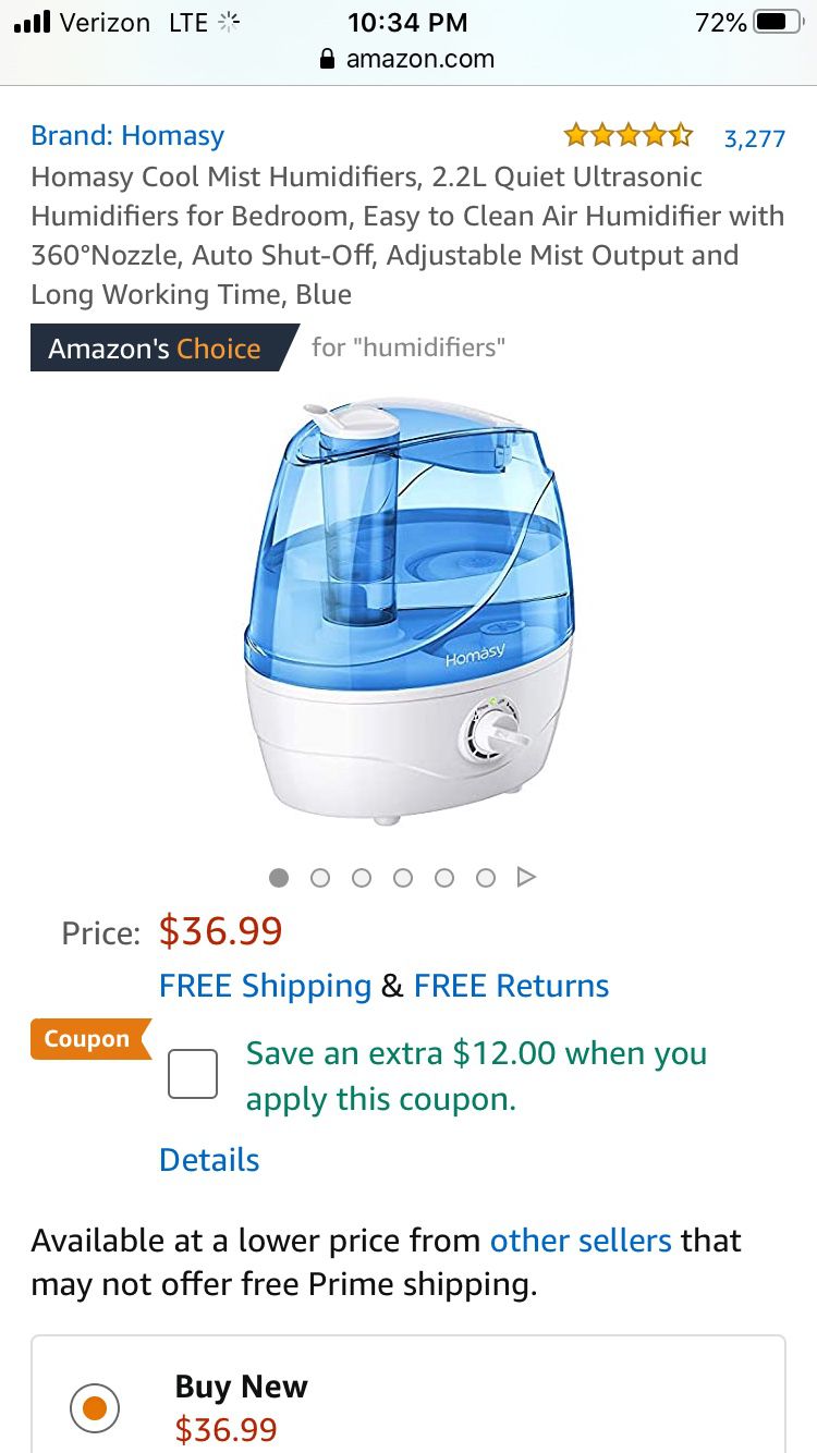 Homasy cool mist humidifier 2.2L