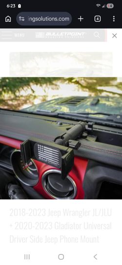 Bulletpoint Jeep Wrangler JL/JLU & Gladiator JT Universal Driver Side Phone Mount (2018-2023)