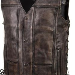 Milwaukee Large Leather Distressed Vest