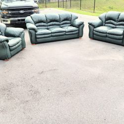 Leather Couch Loveseat and Chair