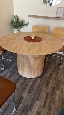 Round wooden table