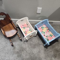 Hand Made Wooden Sleigh And Rocking Cradles