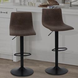 ALPHA HOME 2 Pack Bar Chairs, 360 Degree Swivel Bar Stools Set of 2 with PU Leather, Counter Stools for Kitchen Counter with 300 LBS Capacity, Adjusta