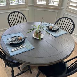Kitchen Or Dining Table  Grey Round Coastal Decor Wood