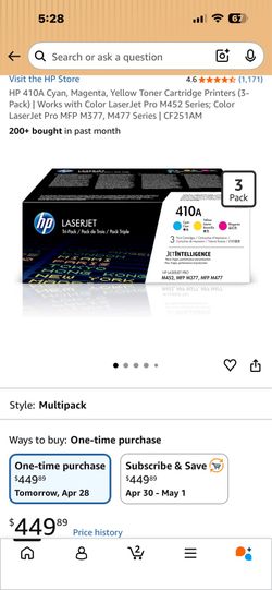 HP 410A  3 pack ink cartridges