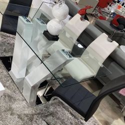 WHITE BASE DINING TABLE - GLASS TOP 💖💕💝