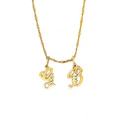 14K Gold 2 Pendants Necklace