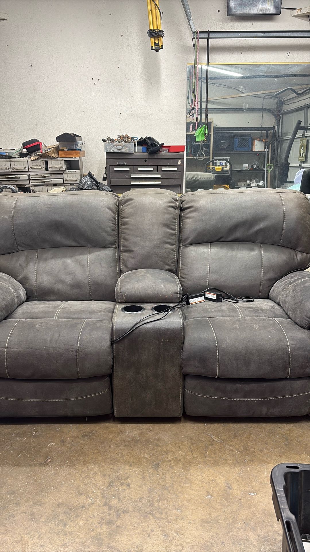 Gray/Brown Recliner Couch