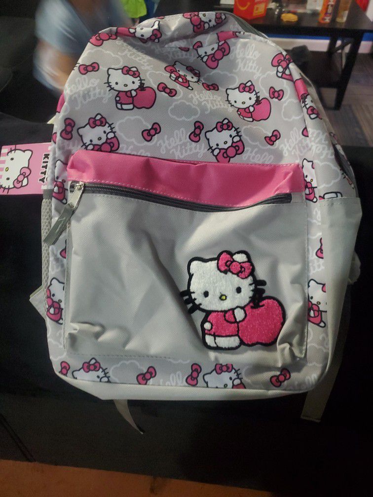 Girl  Grey Pink Hello Kitty Backpack 