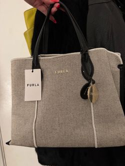 FURLA Canvas Leather Tote