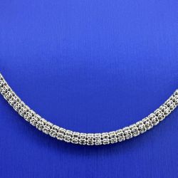 10kt White Gold Ice Chain Beaded Necklace 24” 31.00grams I -256 
