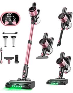Cordless Vacuum Cleaner, 8 in 1 Powerful Suction Lightweight Vacuum Cleaner for Home, LED Display, 3 Suction Modes, 45Mins Detachable Battery Vacuum f