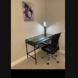 Glass Top Office Desk With Chair