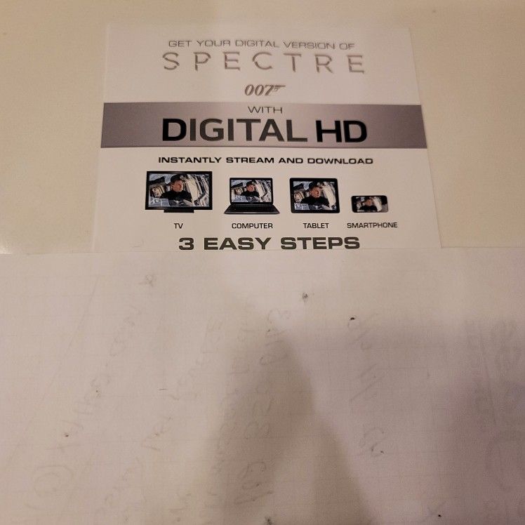 $4 DIGITAL HD MOVIE. 007 SPECTRE . $4 OR TRADE FOR A MOVIE TITLE I DO NOT ALREADY OWN. 