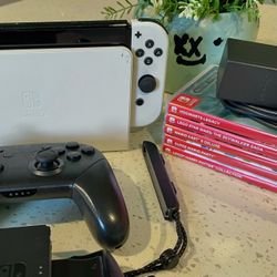 Nintendo Switch OLED (White) + Dock & Pro Controller | Complete Bundle & Games Deal