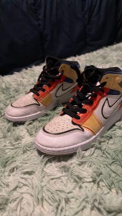 Air Jordan 1 Mid SE GS 'Multi-Color Canvas' - Size 5.5Y
