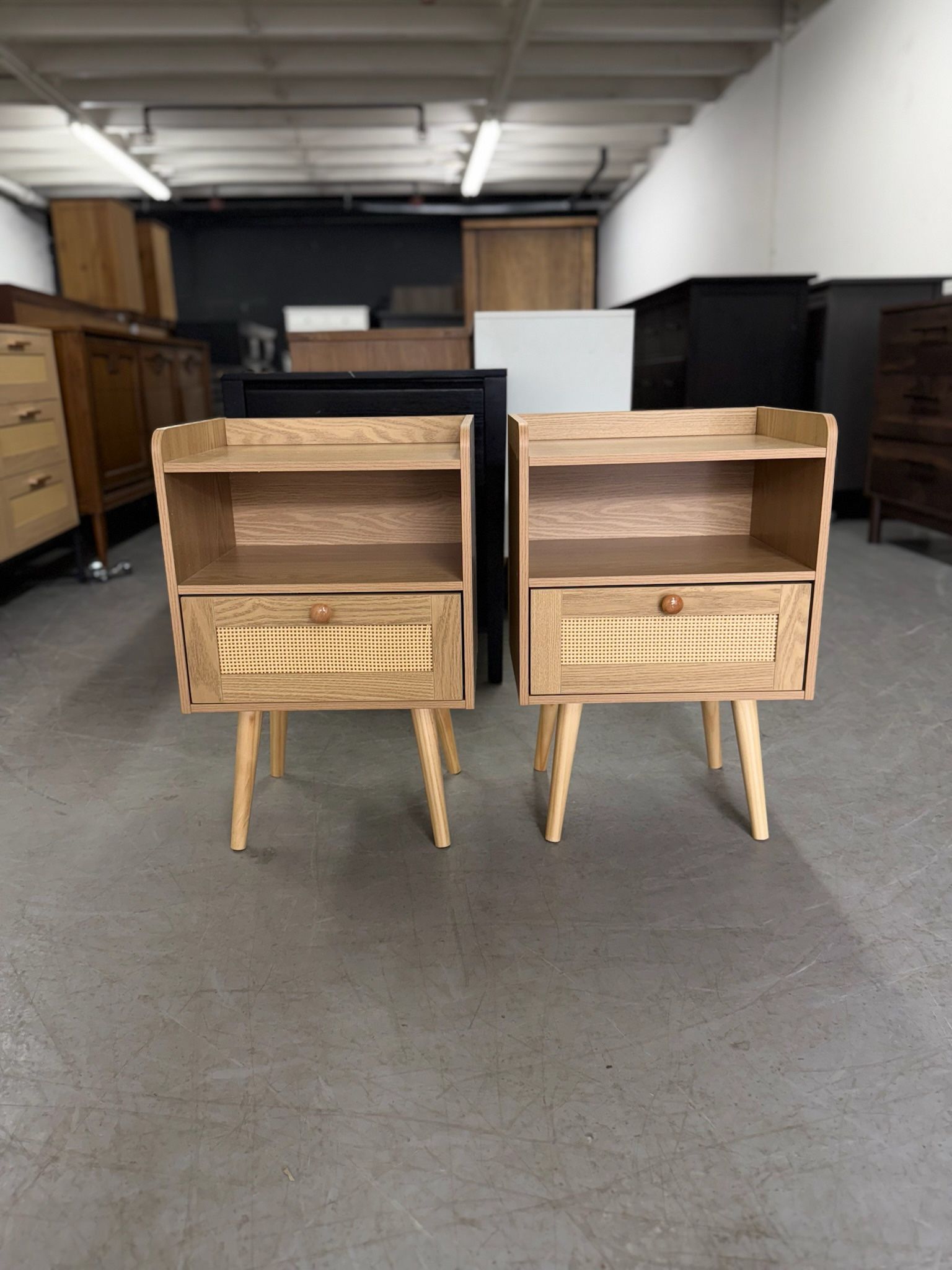 2 Matching Rattan Nightstands / Nightstand Set / End Tables / Side Tables
