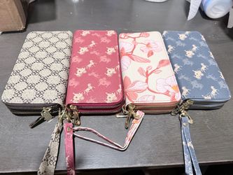 Patterned Zip-Around Wristlet Wallets – Set of 4