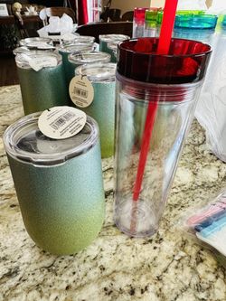 11 Vasos Reutilizables con Popote y 12 Copas Stemless con Tapa – Modernos y Prácticos, New