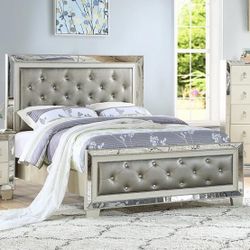 Queen Bed - Glam Style - Mattress Sold Separately