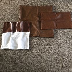 3 faux leather pillow covers