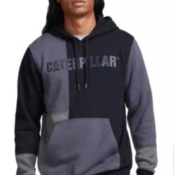CATERPILLAR CAT FOUNDATION SWATCH COLORBLOCK EMBROIDERED MEN'S HOODIE SWEATER SIZE LARGE PITCH BLACK/GRAY BRAND NEW WITH TAGS CHECK OUT MY OFFERS. 