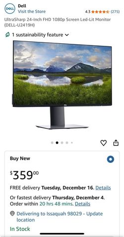 New In Box UltraSharp 24-Inch FHD 1080p Screen Led-Lit Monitor (DELL-U2419H)