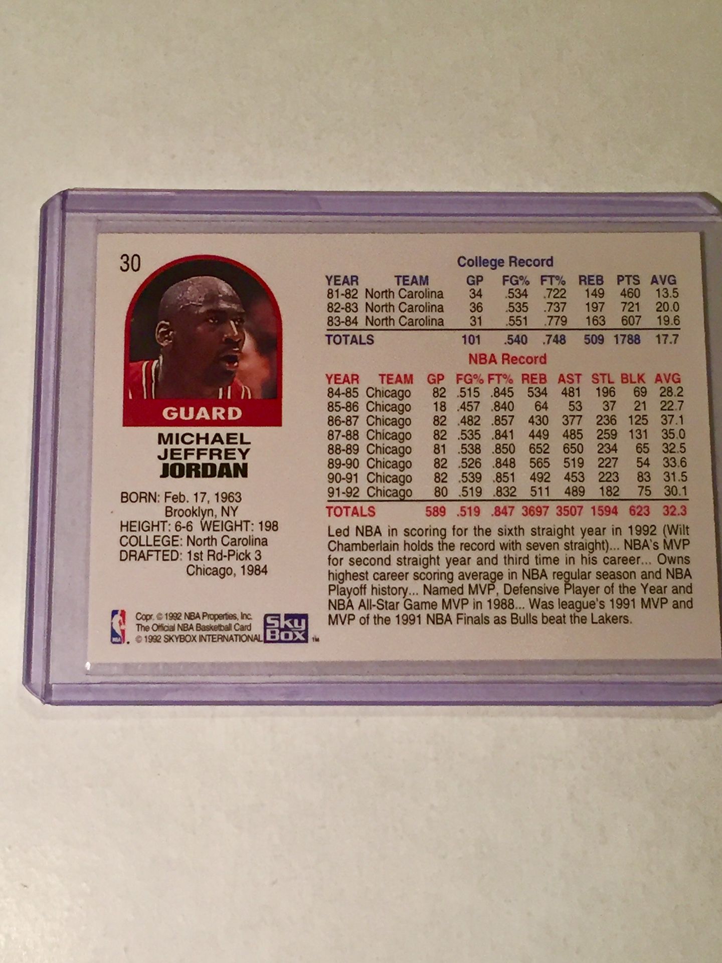 Michael Jordan NBA Hoops Card