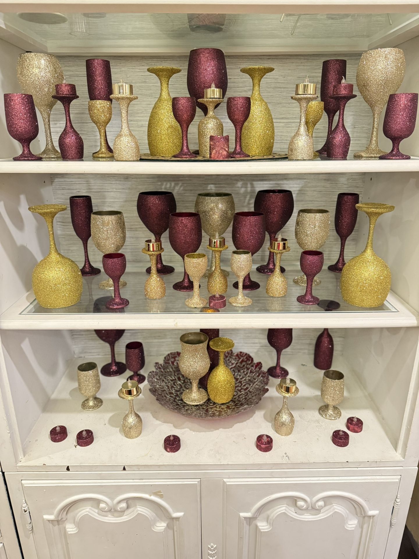 Set Of Decorative Glitter Candle Holder Decor