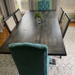 Dark Brown Wood 7 PCs Dining Set - Highest bidder