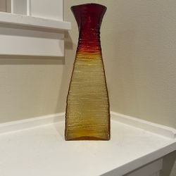 Blenko Strata vase - tangerine.  14’’