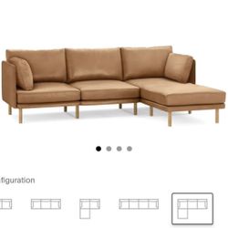 Burrow Leather Modular Couch with Ottoman
