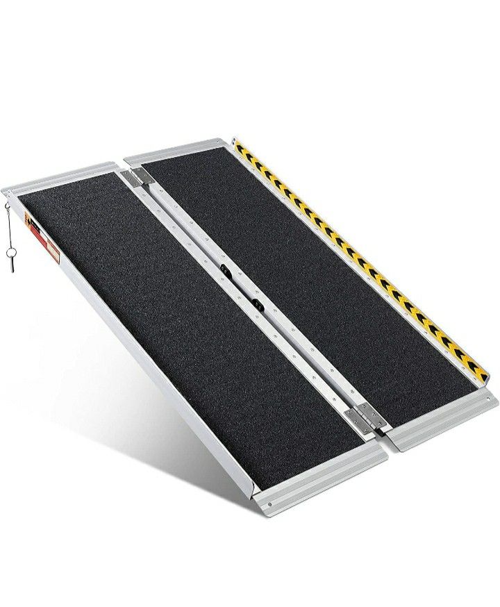 ORFORD Non-Skid Wheelchair Ramp 4FT, Threshold Ramp with a Non-Slip Surface, Portable Aluminum Foldable Mobility Scooter Ramp, for Home, Steps, Stairs