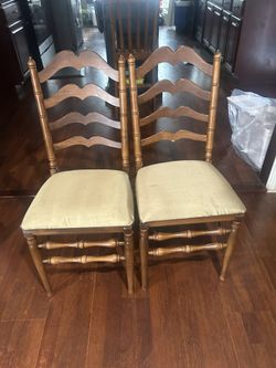 Pair Of Vintage Stakmore Ladder Back Folding Chairs. Good Condition 
