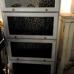 VINTAGE METAL BARRISTER 4 STACK SHELVES GLASS DOORS