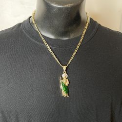Gold San Judas Chain And Charm 