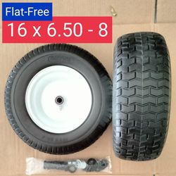 Gicool Flat-Free 13 X 6.50 - 8 Lawn Mower Tractor Tires Wheels