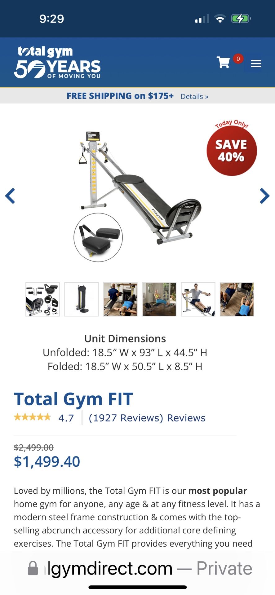 Total Gym Exercise Machine