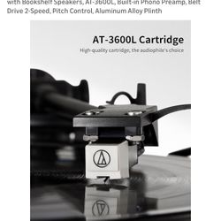 ANGELS HORN High Fidelity Bluetooth Vinyl Turntable Record Player with Bookshelf Speakers, AT-3600L, Built-in Phono Preamp, Belt Drive 2-Speed, Pitch 