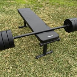 Weight Bench, Bar And Weights