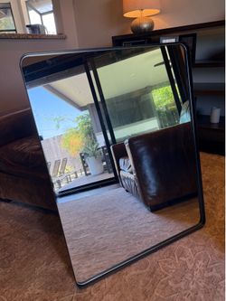 WEER Black Bathroom Mirror for Wall 28X36 Inch, Rectangular Black Metal Framed Vanity Mirror
