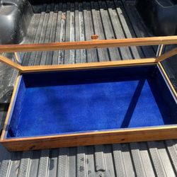 Display Case 32”x17”x4.75” Wood, Glass & Felt Lining