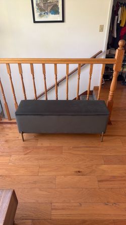 Storage mid century bench olive with gold legs