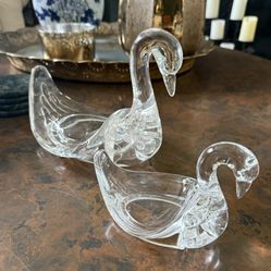 2 Vintage Lucite Acrylic Swans