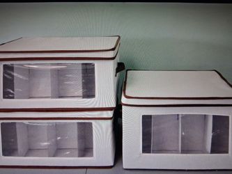 Three wine glass storage boxes with lids each holds 12 glasses