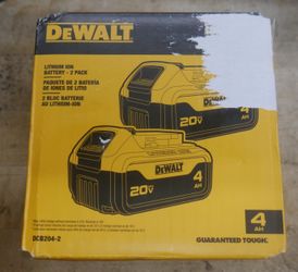 DEWALT Battery 20V MAX 4Ah Lithium-Ion 2-Pack Yellow DCB204-2 NEW . F(contact info removed)2.