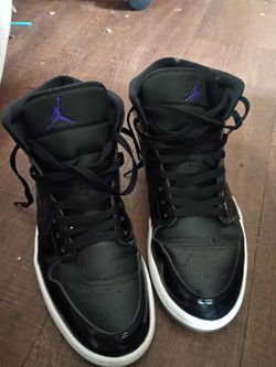 Air Jordan 1 Mid Black Purple High-Top Sneakers